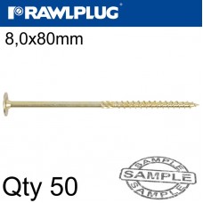 TIMBER CS SCREW 8.0 X 180MM X50-BOX TORX T40